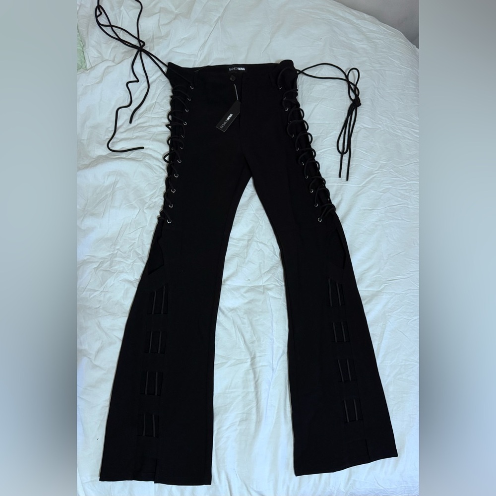 Fashion Nova Black Lace-Up Pants